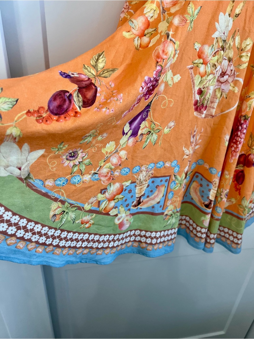 Caroline Constas Orange Mediterranean Fruit Print Tie Strap Mini Dress M - Picture 6 of 8